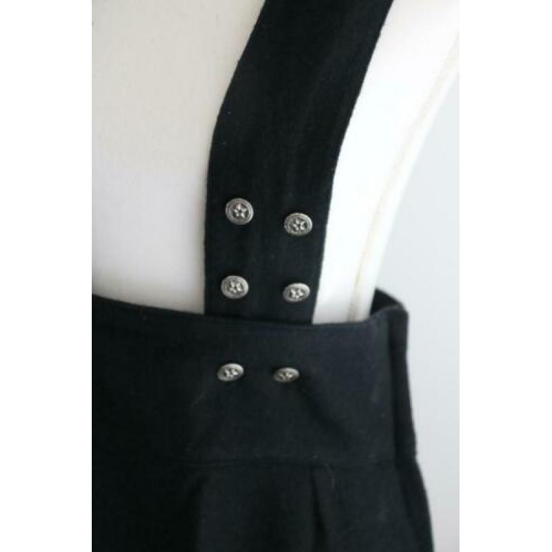 Vintage jurk rok tuinbroek rok wol zwart maat 38 40 midi