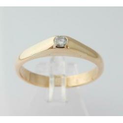 14k Gouden Solitair Ring 0.15k Briljant M19.25 Engelse Ring