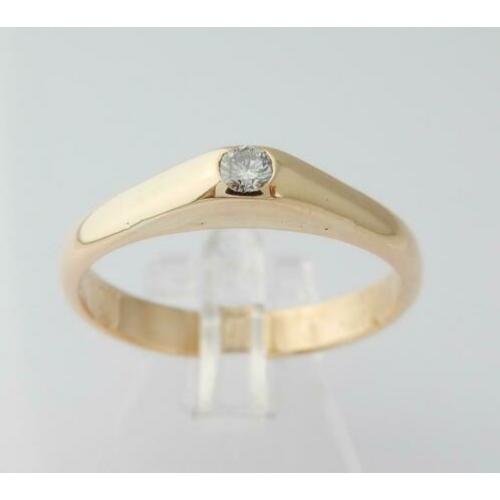 14k Gouden Solitair Ring 0.15k Briljant M19.25 Engelse Ring