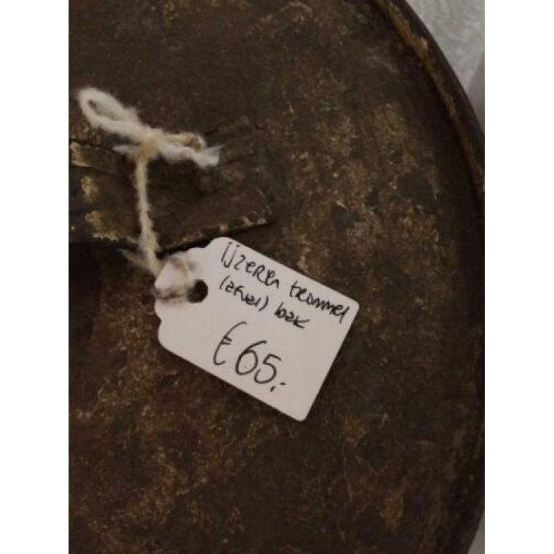 Brocante metalen emmer met deksel - vuilnisemmer - vat