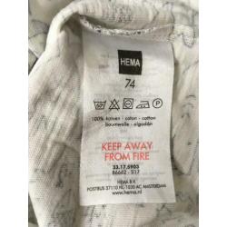 wit t-shirt korte mouw Hema maat 74