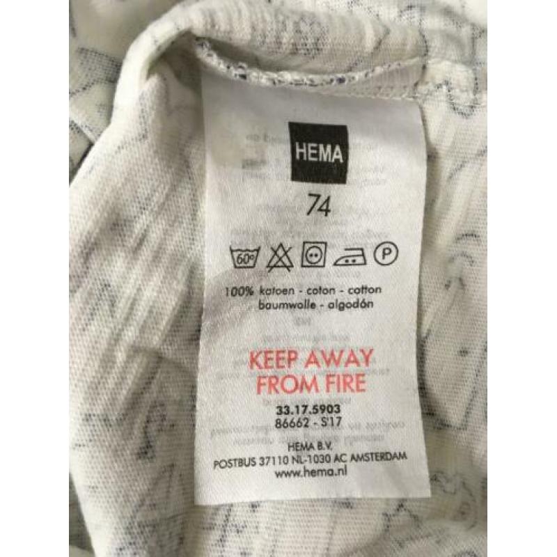 wit t-shirt korte mouw Hema maat 74