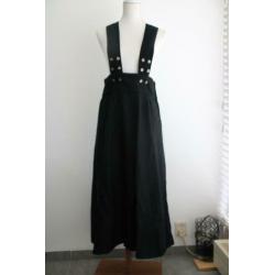 Vintage jurk rok tuinbroek rok wol zwart maat 38 40 midi