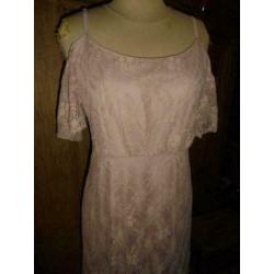 P74) roze kant maxi shoulder lace gown jurk dream off m