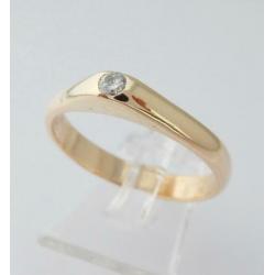 14k Gouden Solitair Ring 0.15k Briljant M19.25 Engelse Ring