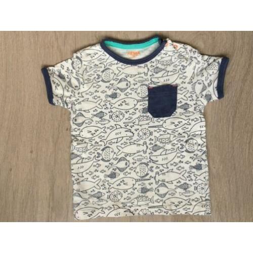 wit t-shirt korte mouw Hema maat 74