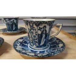 kop en schotels chinees blauw 6 stuks