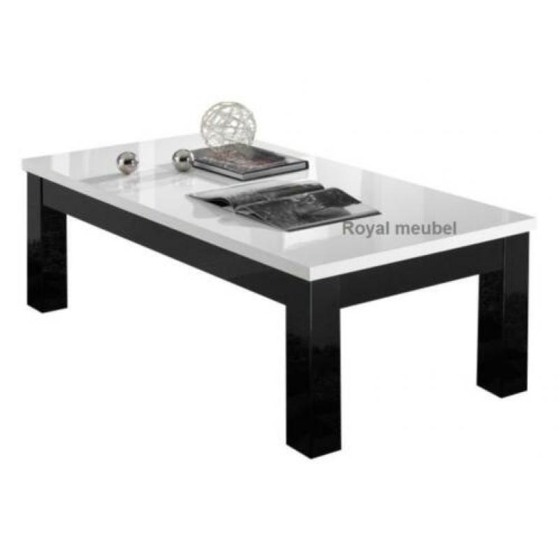 Salontafel Forever hoogglans zwart wit.MDF Blok poten SALE!