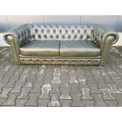 Chesterfield bank 3 zit antiek groen + GRATIS BEZORGD