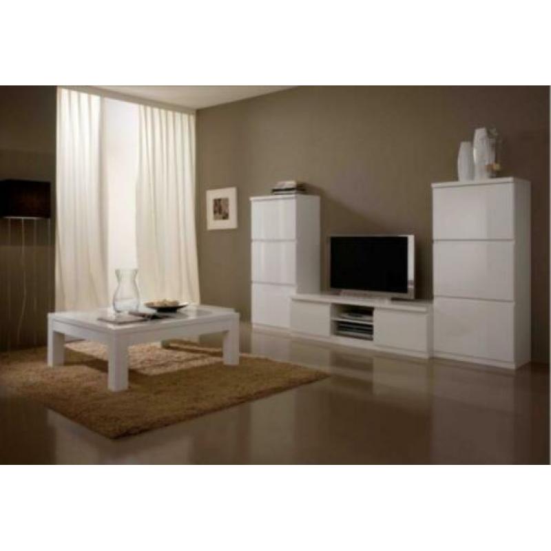 Salontafel Forever hoogglans zwart wit.MDF Blok poten SALE!