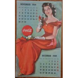 Oude Coca Cola Poster. Kalender November December 1949