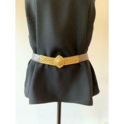 Bruine leren vintage Escada riem met goudkleurige gesp