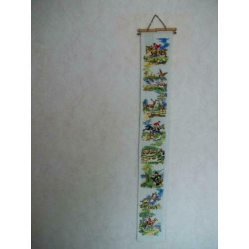 Geborduurde wandhanger paarden / jacht