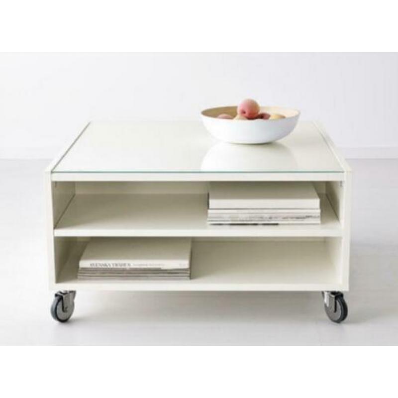 Ikea boksel salontafel wit met glas