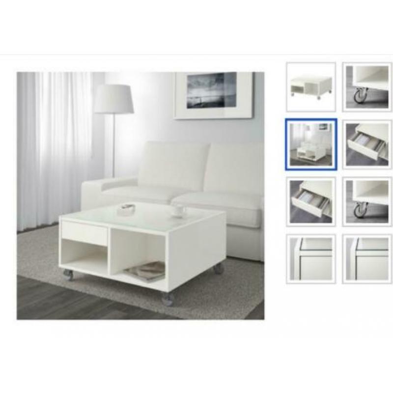 Ikea boksel salontafel wit met glas