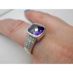 Prachtige zilveren Zinzi ring met grote paarse steen nr.1367