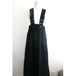 Vintage jurk rok tuinbroek rok wol zwart maat 38 40 midi