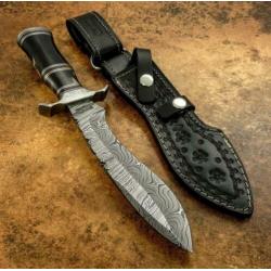 Damast bowie jachtmes, mooi handgemaakt mes UNIEK damascus