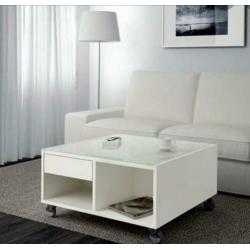 Ikea boksel salontafel wit met glas