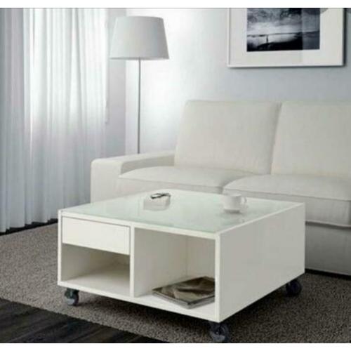 Ikea boksel salontafel wit met glas
