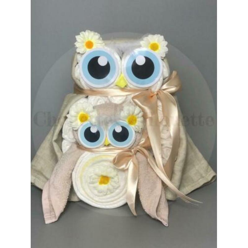 Gratis verzending Luiertaart Uil Luieruil Set Taupe