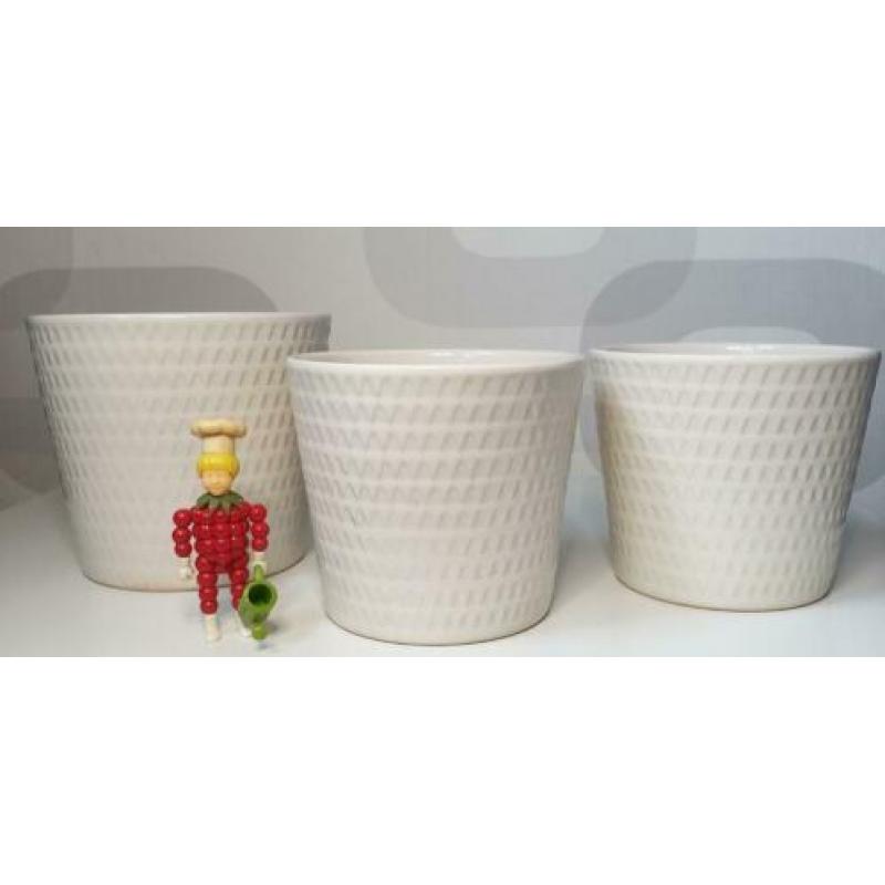 Set van 3 Bloempotten met Retro driehoekjes motief