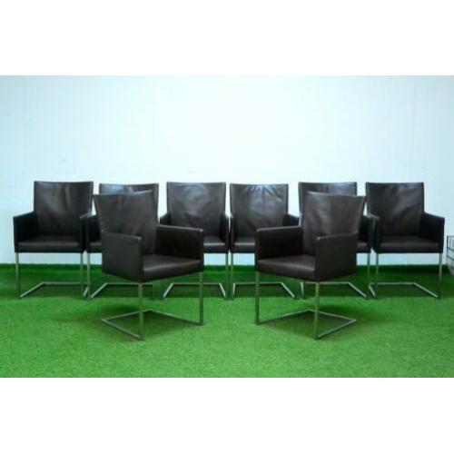 ??Als NIEUW! 8 bruine leren Bert Plantagie design stoelen
