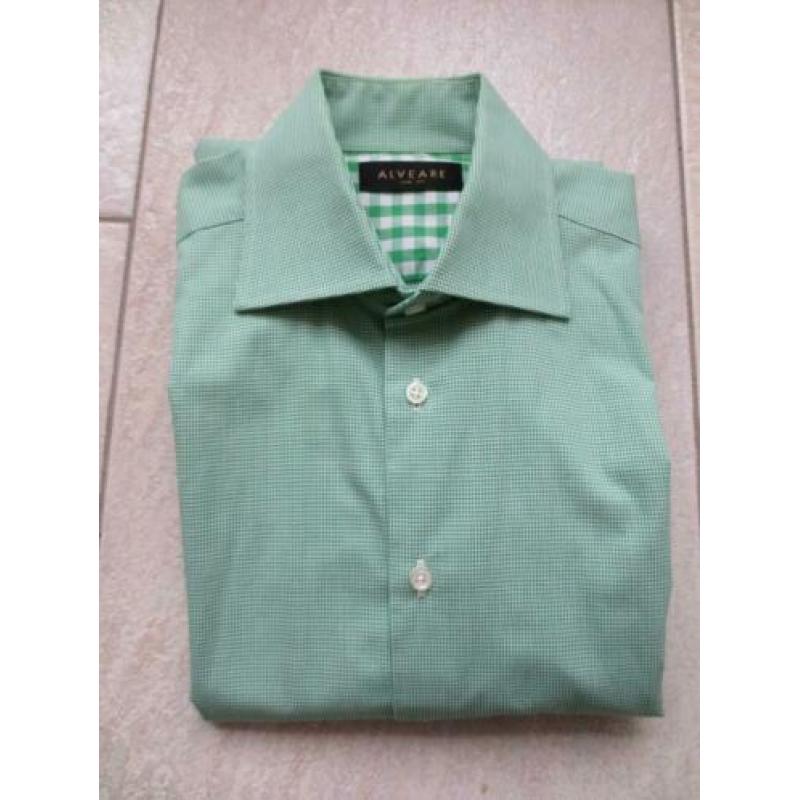 Alveare overhemd, slim fit , mouw lengte 7 ; maat 38 , groen