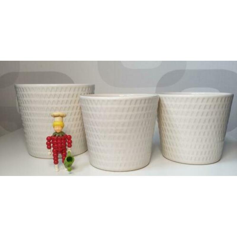 Set van 3 Bloempotten met Retro driehoekjes motief