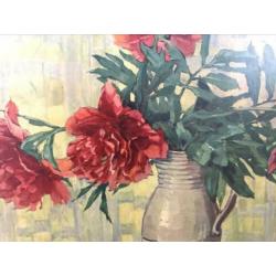 Fraaie oude litho Anna Sophie Gasteiger - Pioenrozen