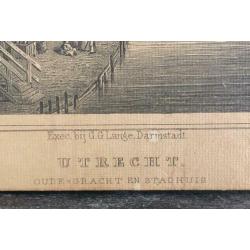 Oude Gracht en Stadhuis Utrecht, oude gravure