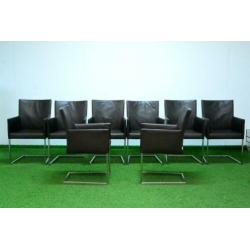 ??Als NIEUW! 8 bruine leren Bert Plantagie design stoelen