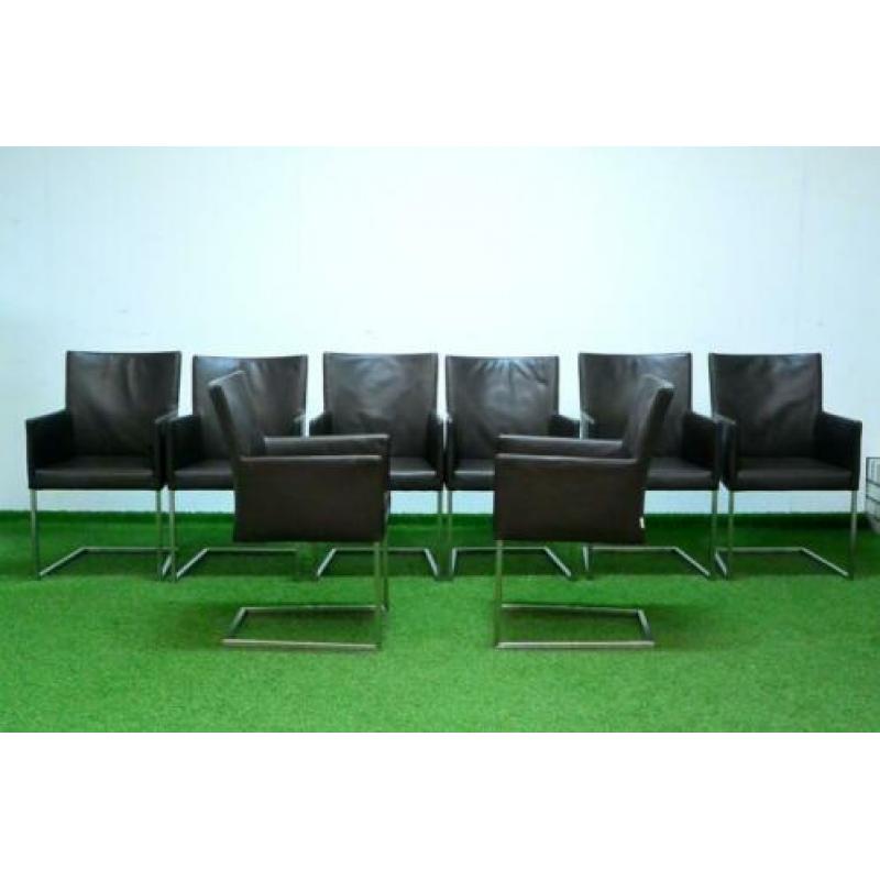 ??Als NIEUW! 8 bruine leren Bert Plantagie design stoelen