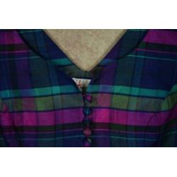 T_014)Vintage blauw/paarse 100%zijde getailleerde bustiertop