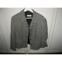creme zwart wolmix pied de poule blazer, Flick, mt 46