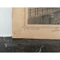 Oude Gracht en Stadhuis Utrecht, oude gravure