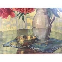 Fraaie oude litho Anna Sophie Gasteiger - Pioenrozen