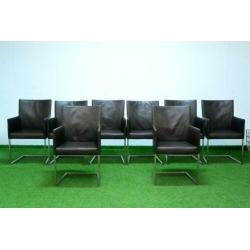 ??Als NIEUW! 8 bruine leren Bert Plantagie design stoelen