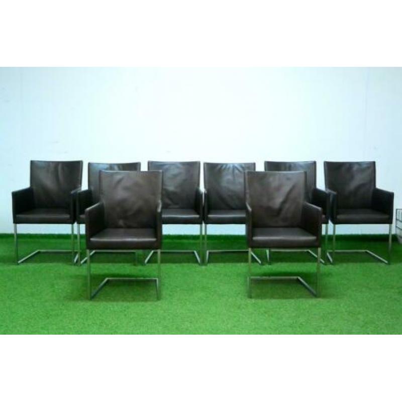 ??Als NIEUW! 8 bruine leren Bert Plantagie design stoelen
