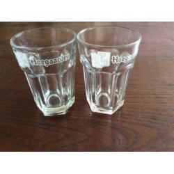 Hoegaarden bierglazen wit- en blauw logo
