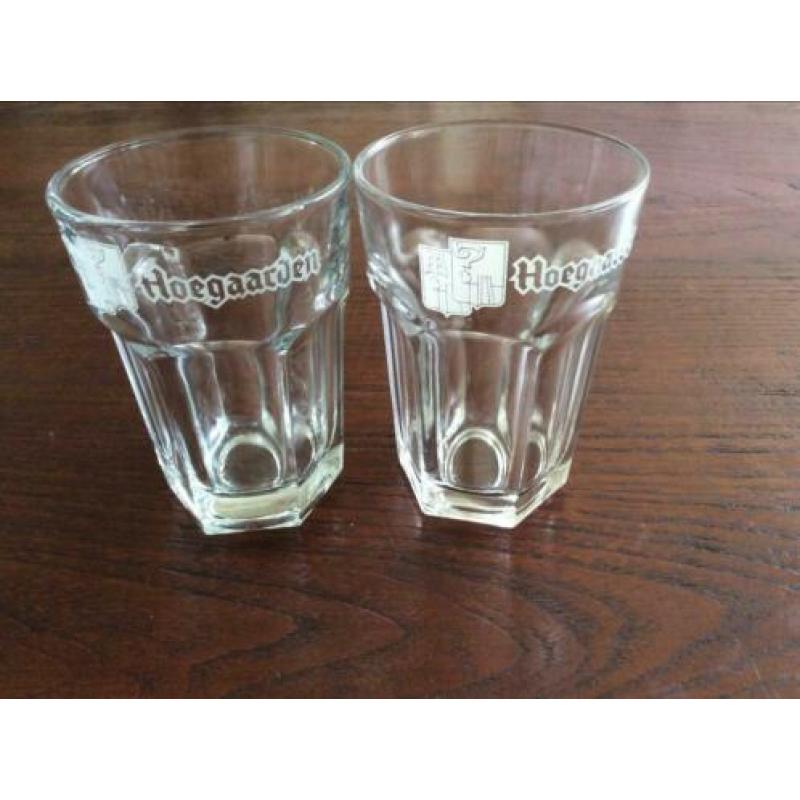 Hoegaarden bierglazen wit- en blauw logo