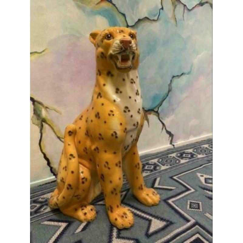 Q_ Vintage luipaard beeld panter hollywood regency