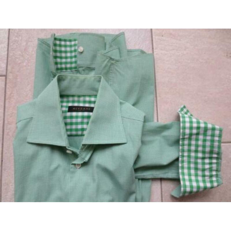 Alveare overhemd, slim fit , mouw lengte 7 ; maat 38 , groen