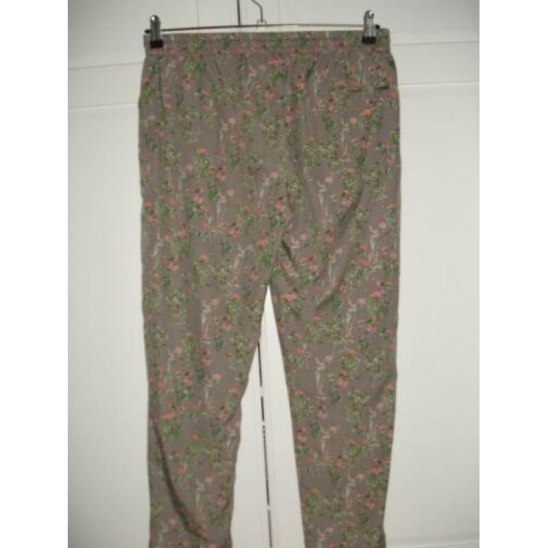 Amichi grijze bloemetjes loose fit jogger broek, maat S