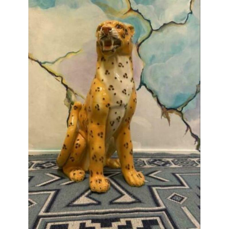 Q_ Vintage luipaard beeld panter hollywood regency