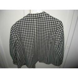 creme zwart wolmix pied de poule blazer, Flick, mt 46
