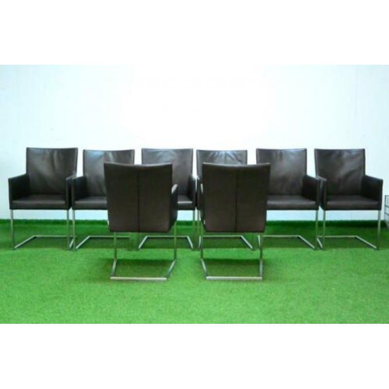 ??Als NIEUW! 8 bruine leren Bert Plantagie design stoelen