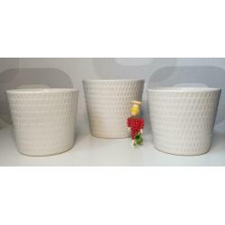 Set van 3 Bloempotten met Retro driehoekjes motief