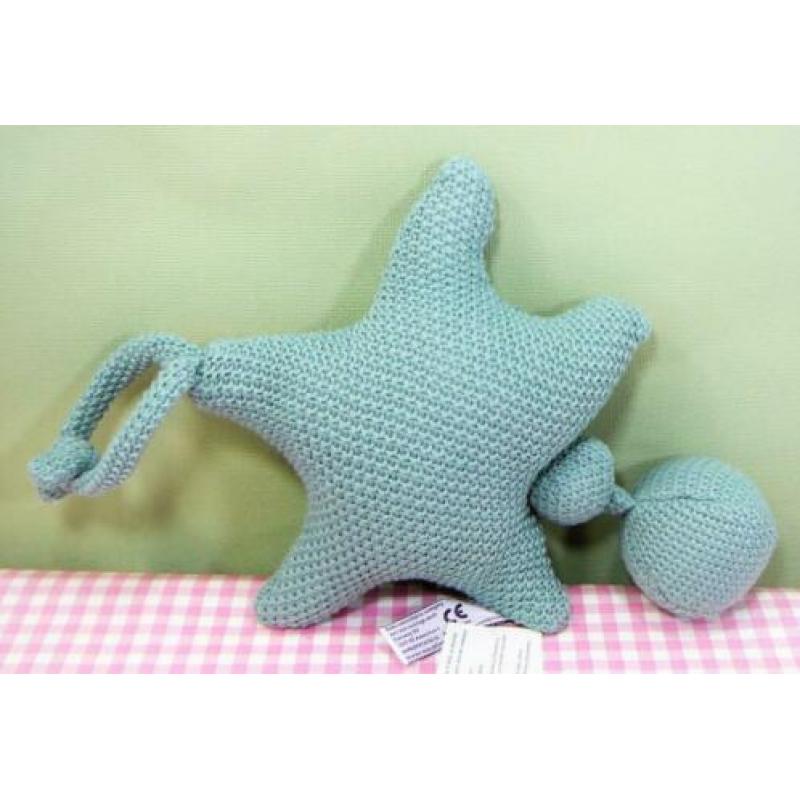 Prenatal baby muziekdoosje gebreid groen/blauw Nieuw