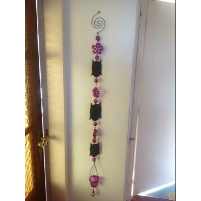 Nieuwe raamhanger, hanger met uilen en Waxinelichthouder